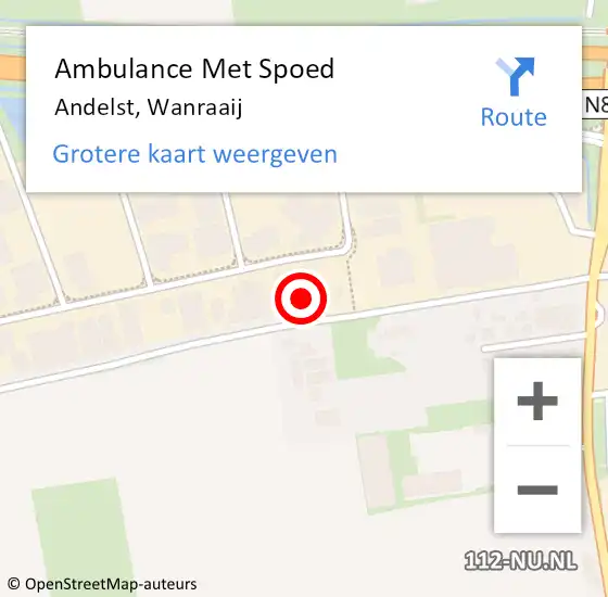 Locatie op kaart van de 112 melding: Ambulance Met Spoed Naar Andelst, Wanraaij op 25 januari 2023 09:35