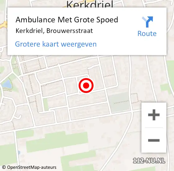 Locatie op kaart van de 112 melding: Ambulance Met Grote Spoed Naar Kerkdriel, Brouwersstraat op 25 januari 2023 09:43