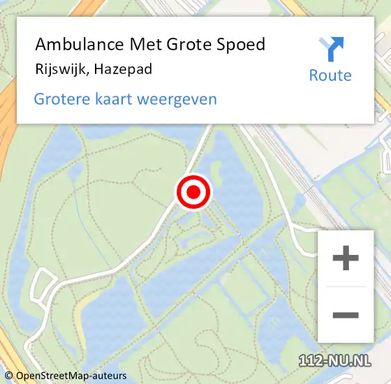 Locatie op kaart van de 112 melding: Ambulance Met Grote Spoed Naar Rijswijk, Hazepad op 25 januari 2023 09:57