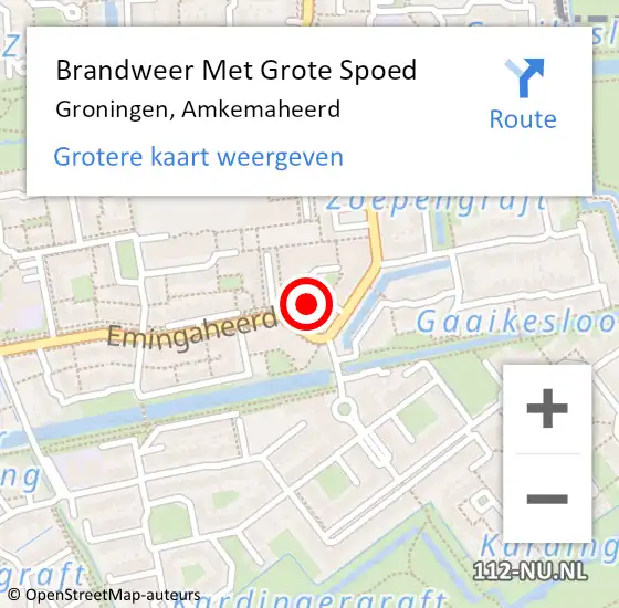 Locatie op kaart van de 112 melding: Brandweer Met Grote Spoed Naar Groningen, Amkemaheerd op 25 januari 2023 10:10