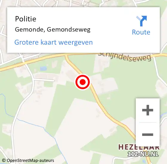 Locatie op kaart van de 112 melding: Politie Gemonde, Gemondseweg op 25 januari 2023 10:27