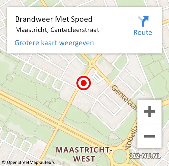 Locatie op kaart van de 112 melding: Brandweer Met Spoed Naar Maastricht, Cantecleerstraat op 25 januari 2023 10:34