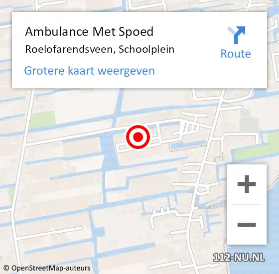 Locatie op kaart van de 112 melding: Ambulance Met Spoed Naar Roelofarendsveen, Schoolplein op 25 januari 2023 10:35