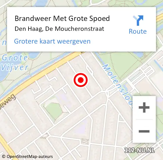 Locatie op kaart van de 112 melding: Brandweer Met Grote Spoed Naar Den Haag, De Moucheronstraat op 25 januari 2023 10:46