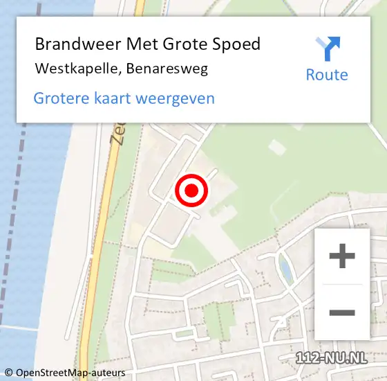 Locatie op kaart van de 112 melding: Brandweer Met Grote Spoed Naar Westkapelle, Benaresweg op 25 januari 2023 10:55