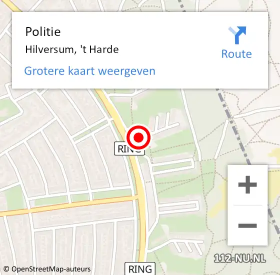 Locatie op kaart van de 112 melding: Politie Hilversum, 't Harde op 25 januari 2023 10:59