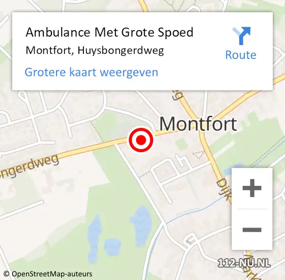 Locatie op kaart van de 112 melding: Ambulance Met Grote Spoed Naar Montfort, Huysbongerdweg op 25 januari 2023 11:06