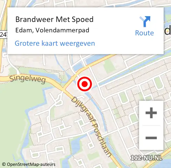 Locatie op kaart van de 112 melding: Brandweer Met Spoed Naar Edam, Volendammerpad op 25 januari 2023 12:06