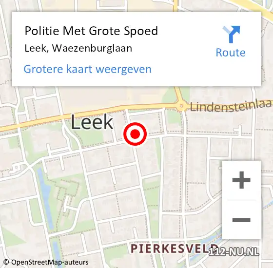 Locatie op kaart van de 112 melding: Politie Met Grote Spoed Naar Leek, Waezenburglaan op 25 januari 2023 12:18