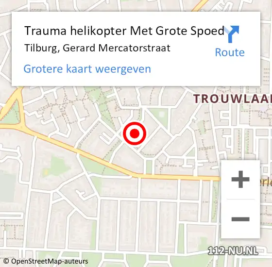 Locatie op kaart van de 112 melding: Trauma helikopter Met Grote Spoed Naar Tilburg, Gerard Mercatorstraat op 25 januari 2023 12:24