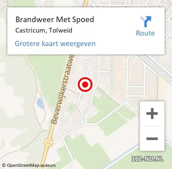 Locatie op kaart van de 112 melding: Brandweer Met Spoed Naar Castricum, Tolweid op 25 januari 2023 12:26
