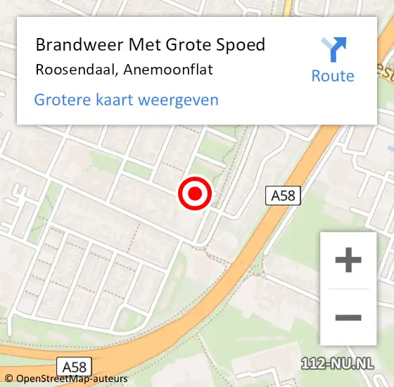 Locatie op kaart van de 112 melding: Brandweer Met Grote Spoed Naar Roosendaal, Anemoonflat op 25 januari 2023 12:38