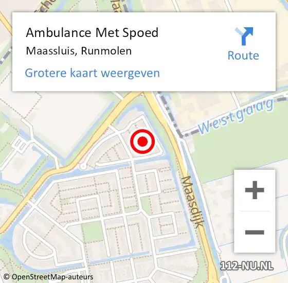 Locatie op kaart van de 112 melding: Ambulance Met Spoed Naar Maassluis, Runmolen op 25 januari 2023 12:40