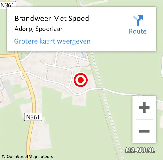 Locatie op kaart van de 112 melding: Brandweer Met Spoed Naar Adorp, Spoorlaan op 25 januari 2023 13:13