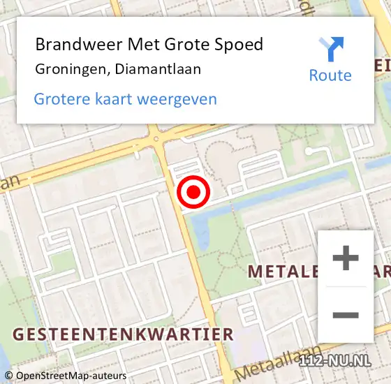 Locatie op kaart van de 112 melding: Brandweer Met Grote Spoed Naar Groningen, Diamantlaan op 25 januari 2023 13:28