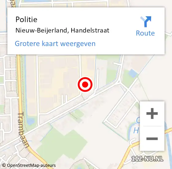 Locatie op kaart van de 112 melding: Politie Nieuw-Beijerland, Handelstraat op 25 januari 2023 13:31