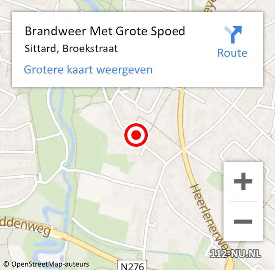 Locatie op kaart van de 112 melding: Brandweer Met Grote Spoed Naar Sittard, Broekstraat op 25 januari 2023 13:42