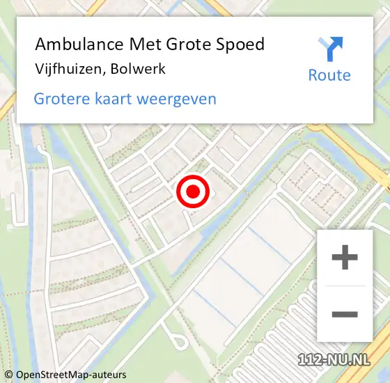 Locatie op kaart van de 112 melding: Ambulance Met Grote Spoed Naar Vijfhuizen, Bolwerk op 25 januari 2023 13:42