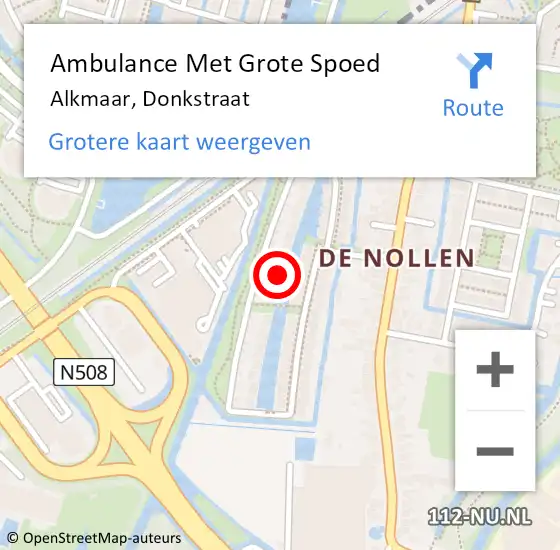 Locatie op kaart van de 112 melding: Ambulance Met Grote Spoed Naar Alkmaar, Donkstraat op 25 januari 2023 13:45