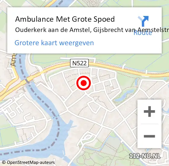 Locatie op kaart van de 112 melding: Ambulance Met Grote Spoed Naar Ouderkerk aan de Amstel, Gijsbrecht van Aemstelstraat op 25 januari 2023 14:41