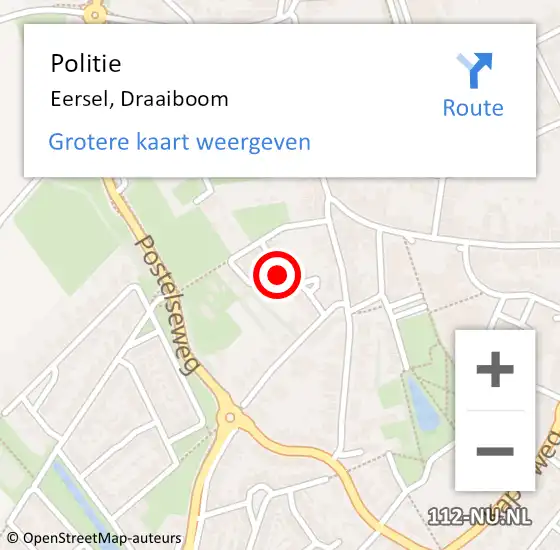 Locatie op kaart van de 112 melding: Politie Eersel, Draaiboom op 25 januari 2023 15:09