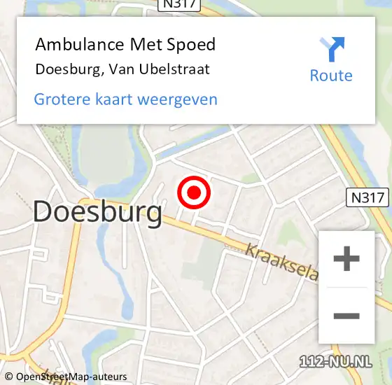 Locatie op kaart van de 112 melding: Ambulance Met Spoed Naar Doesburg, Van Ubelstraat op 25 januari 2023 15:39