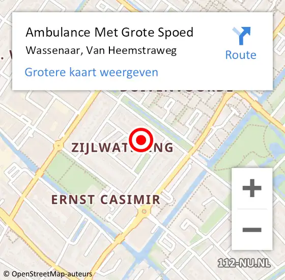 Locatie op kaart van de 112 melding: Ambulance Met Grote Spoed Naar Wassenaar, Van Heemstraweg op 25 januari 2023 15:51