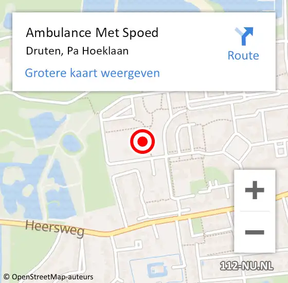 Locatie op kaart van de 112 melding: Ambulance Met Spoed Naar Druten, Pa Hoeklaan op 25 januari 2023 15:53