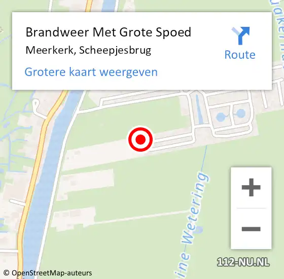 Locatie op kaart van de 112 melding: Brandweer Met Grote Spoed Naar Meerkerk, Scheepjesbrug op 25 januari 2023 16:00