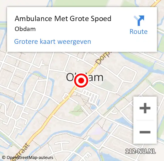 Locatie op kaart van de 112 melding: Ambulance Met Grote Spoed Naar Obdam op 25 januari 2023 16:22