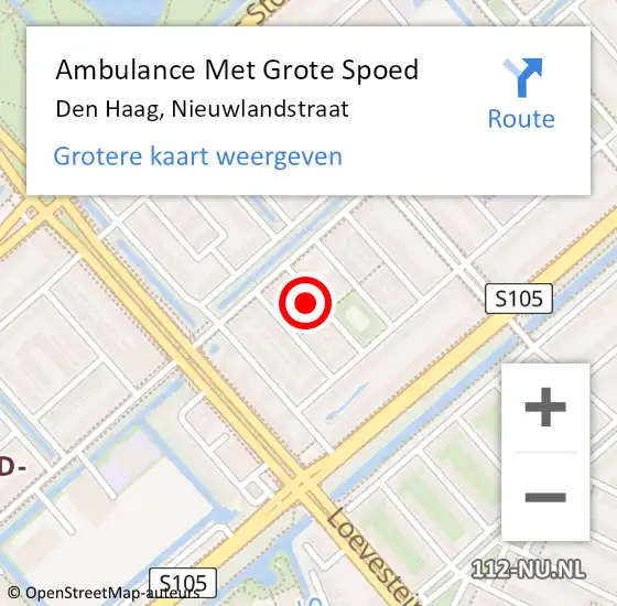 Locatie op kaart van de 112 melding: Ambulance Met Grote Spoed Naar Den Haag, Nieuwlandstraat op 25 januari 2023 16:28