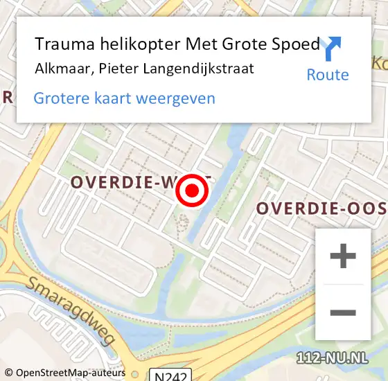 Locatie op kaart van de 112 melding: Trauma helikopter Met Grote Spoed Naar Alkmaar, Pieter Langendijkstraat op 25 januari 2023 16:29