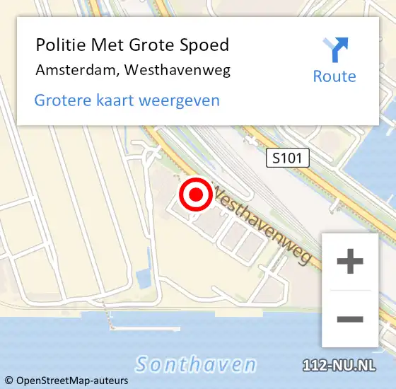 Locatie op kaart van de 112 melding: Politie Met Grote Spoed Naar Amsterdam, Westhavenweg op 25 januari 2023 16:36