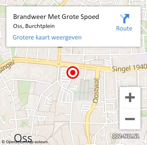 Locatie op kaart van de 112 melding: Brandweer Met Grote Spoed Naar Oss, Burchtplein op 25 januari 2023 17:27