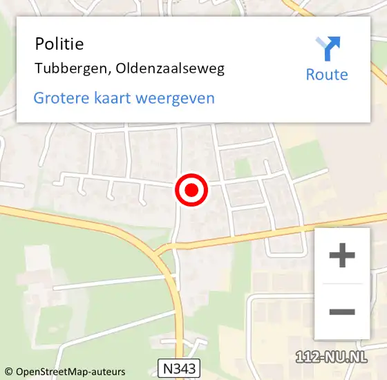 Locatie op kaart van de 112 melding: Politie Tubbergen, Oldenzaalseweg op 25 januari 2023 17:29