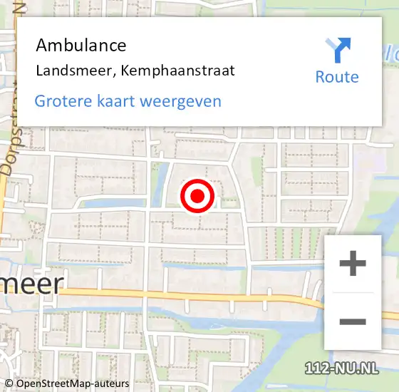 Locatie op kaart van de 112 melding: Ambulance Landsmeer, Kemphaanstraat op 25 januari 2023 17:33