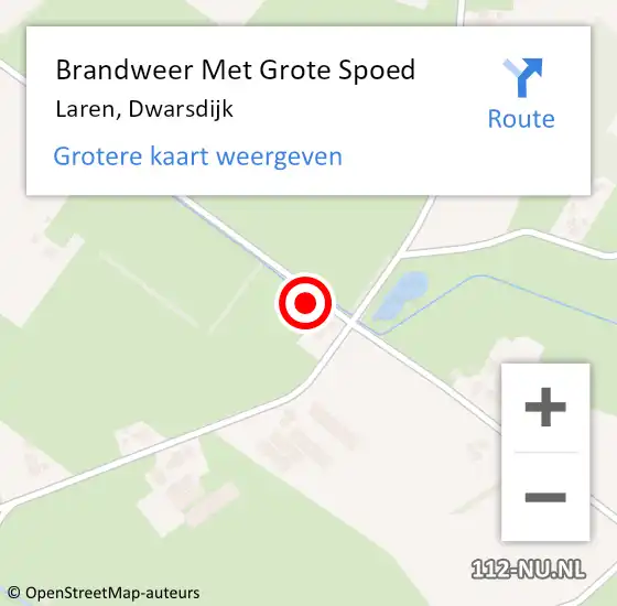 Locatie op kaart van de 112 melding: Brandweer Met Grote Spoed Naar Laren, Dwarsdijk op 25 januari 2023 17:52