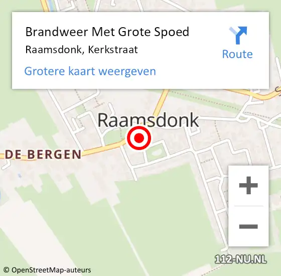 Locatie op kaart van de 112 melding: Brandweer Met Grote Spoed Naar Raamsdonk, Kerkstraat op 25 januari 2023 18:42