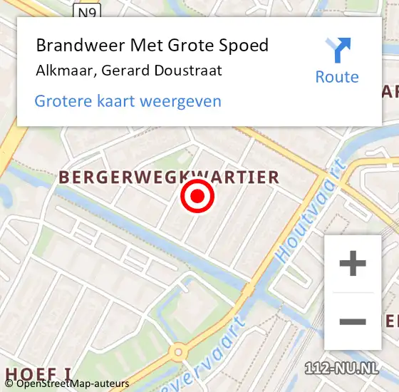 Locatie op kaart van de 112 melding: Brandweer Met Grote Spoed Naar Alkmaar, Gerard Doustraat op 25 januari 2023 18:53