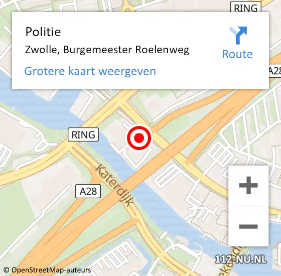 Locatie op kaart van de 112 melding: Politie Zwolle, Burgemeester Roelenweg op 25 januari 2023 19:07