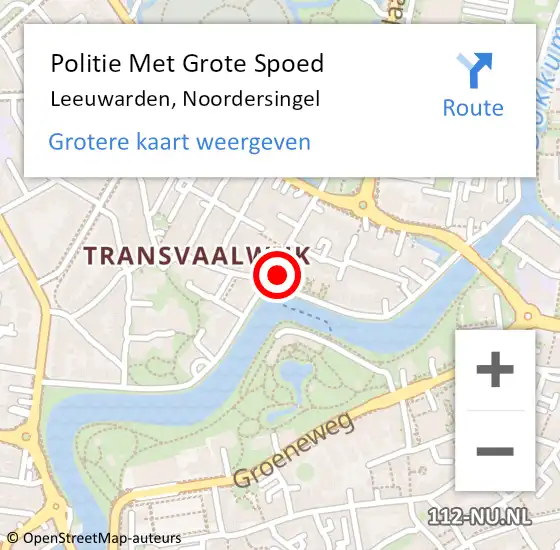 Locatie op kaart van de 112 melding: Politie Met Grote Spoed Naar Leeuwarden, Noordersingel op 25 januari 2023 19:16