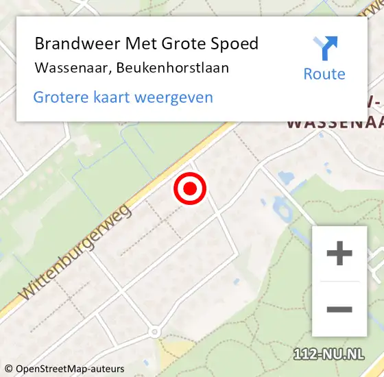 Locatie op kaart van de 112 melding: Brandweer Met Grote Spoed Naar Wassenaar, Beukenhorstlaan op 25 januari 2023 19:19