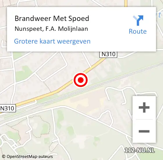 Locatie op kaart van de 112 melding: Brandweer Met Spoed Naar Nunspeet, F.A. Molijnlaan op 25 januari 2023 19:22