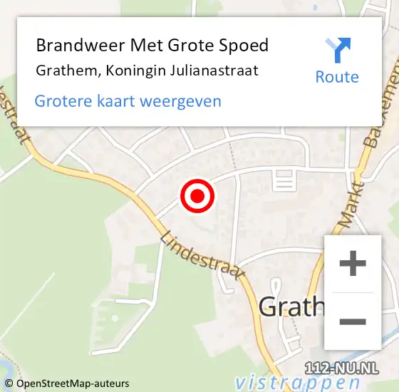 Locatie op kaart van de 112 melding: Brandweer Met Grote Spoed Naar Grathem, Koningin Julianastraat op 25 januari 2023 19:29