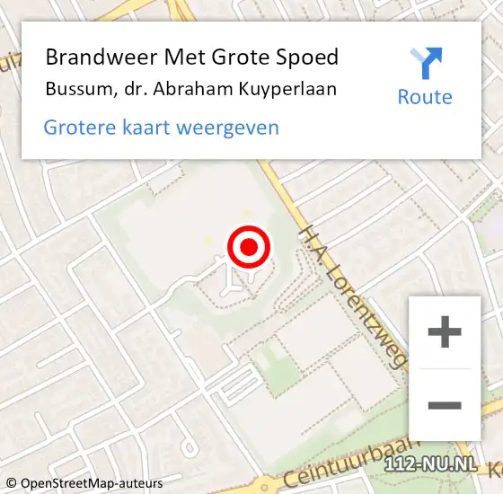 Locatie op kaart van de 112 melding: Brandweer Met Grote Spoed Naar Bussum, dr. Abraham Kuyperlaan op 25 januari 2023 19:32