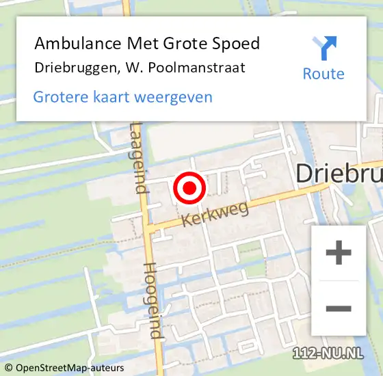 Locatie op kaart van de 112 melding: Ambulance Met Grote Spoed Naar Driebruggen, W. Poolmanstraat op 25 januari 2023 20:07