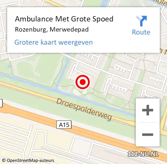 Locatie op kaart van de 112 melding: Ambulance Met Grote Spoed Naar Rozenburg, Merwedepad op 25 januari 2023 20:17