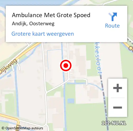 Locatie op kaart van de 112 melding: Ambulance Met Grote Spoed Naar Andijk, Oosterweg op 25 januari 2023 20:22
