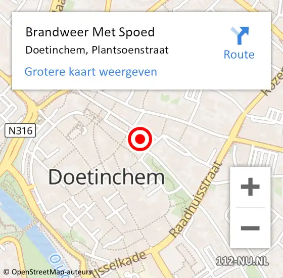 Locatie op kaart van de 112 melding: Brandweer Met Spoed Naar Doetinchem, Plantsoenstraat op 25 januari 2023 20:38