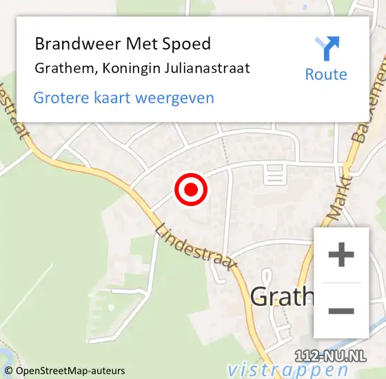 Locatie op kaart van de 112 melding: Brandweer Met Spoed Naar Grathem, Koningin Julianastraat op 25 januari 2023 20:43